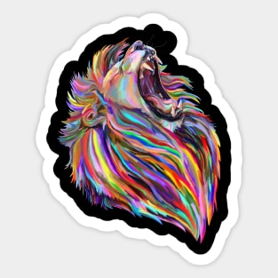 Roaring Regal Rainbow Lion Sticker